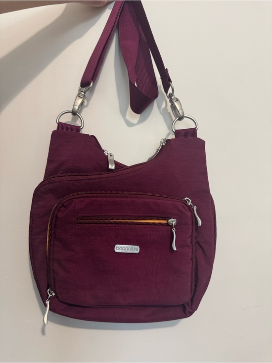 Baggallini Handbags - Baggallini Plum Crossbody Bag with Silver Hardware